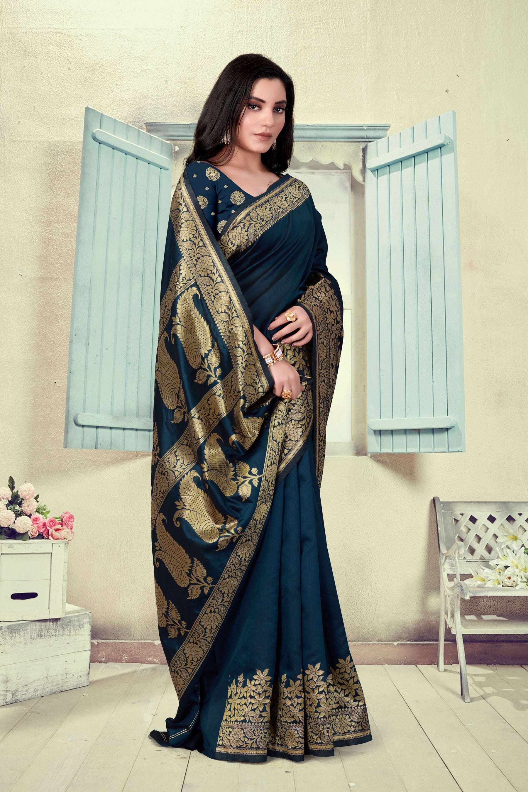Vedant Vastram Litchi Silk Designer Banarasi Saree - Morpich | Swadesiicart