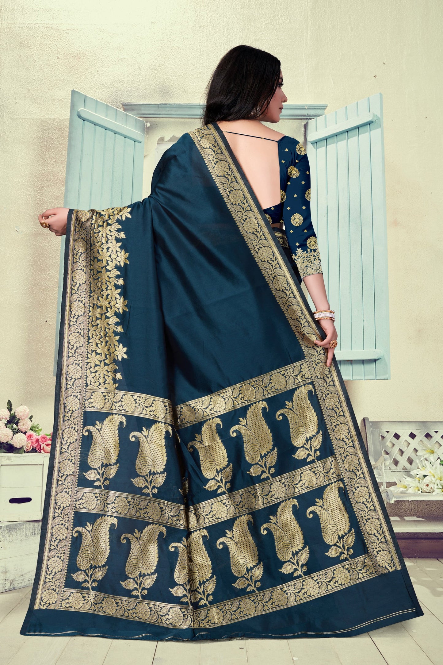 Vedant Vastram Litchi Silk Designer Banarasi Saree - Morpich | Swadesiicart