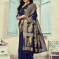 Vedant Vastram Litchi Silk Designer Banarasi Saree - Navy Blue | Swadesiicart