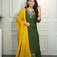 Lorenvalley Fashion Mahendi Roman Silk Hand Work Kurta Pant with Dupatta - Swadesiicart