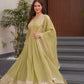 Lorenvalley Fashion Mehendi Crunchy Silk with Embroidery Codding & Sequins Work Anarkali Gown with Dupatta | Swadesiicart