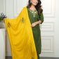Lorenvalley Fashion Mahendi Roman Silk Hand Work Kurta Pant with Dupatta - Swadesiicart