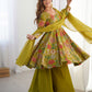 Lorenvalley Women Pure Soft Roman silk Chanderi Discharge Print Fabric Kediya Kurta Palazzo with Dupatta Set | Swadesiicart