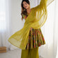 Lorenvalley Women Pure Soft Roman silk Chanderi Discharge Print Fabric Kediya Kurta Palazzo with Dupatta Set | Swadesiicart