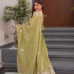 Lorenvalley Fashion Mehendi Crunchy Silk with Embroidery Codding & Sequins Work Anarkali Gown with Dupatta | Swadesiicart