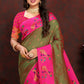 Lorenvalley Fashion Mahendi Soft Paithani Silk Woven Design Rich Zari Meenakari Weaving Saree - Swadesiicart