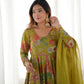 Lorenvalley Women Pure Soft Roman silk Chanderi Discharge Print Fabric Kediya Kurta Palazzo with Dupatta Set | Swadesiicart