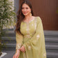 Lorenvalley Fashion Mehendi Crunchy Silk with Embroidery Codding & Sequins Work Anarkali Gown with Dupatta | Swadesiicart
