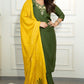 Lorenvalley Fashion Mahendi Roman Silk Hand Work Kurta Pant with Dupatta - Swadesiicart