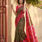 Anaita Mehendi Pochampally Printed Saree With Blouse