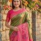 Anaita Mehendi Pochampally Printed Saree With Blouse
