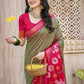 Anaita Mehndi Pochampally Silk Saree With Floral Printed Work With Blouse
