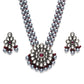 Long Kundan Neckpiece with Earrings with Multi Stones Jewellery Set (Grey) - Ruby Raang - Swadesiicart
