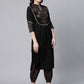 Ahalyaa Women Black Colour Pure Cotton Printed Kurta Pant Set | Swadesiicart