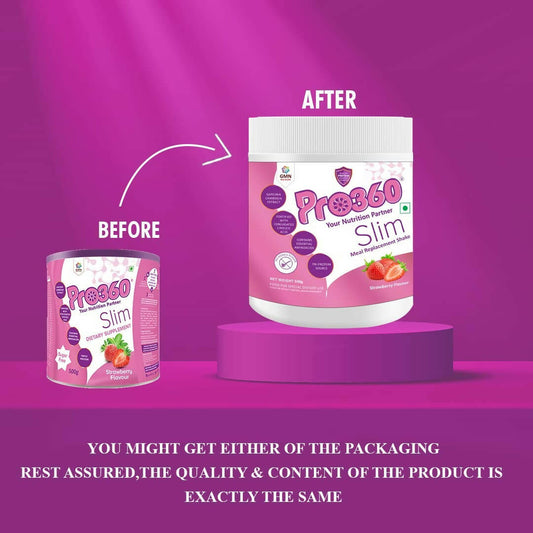 Pro360 Slim Weight Management Meal Replacement Protein Shake (Strawberry Flavour) | Swadesiicart