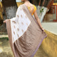 Joban Fashion Ivory Crepe Chiffon Pure Handloom Banarasi Silk Saree | Swadesiicart