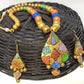 Terracotta Multi Colour Boho Style Neckset With Matching Earrings-Multi Colour