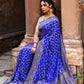 Joban Fashion Violet Crepe Chiffon Pure Handloom Banarasi Silk Saree | Swadesiicart