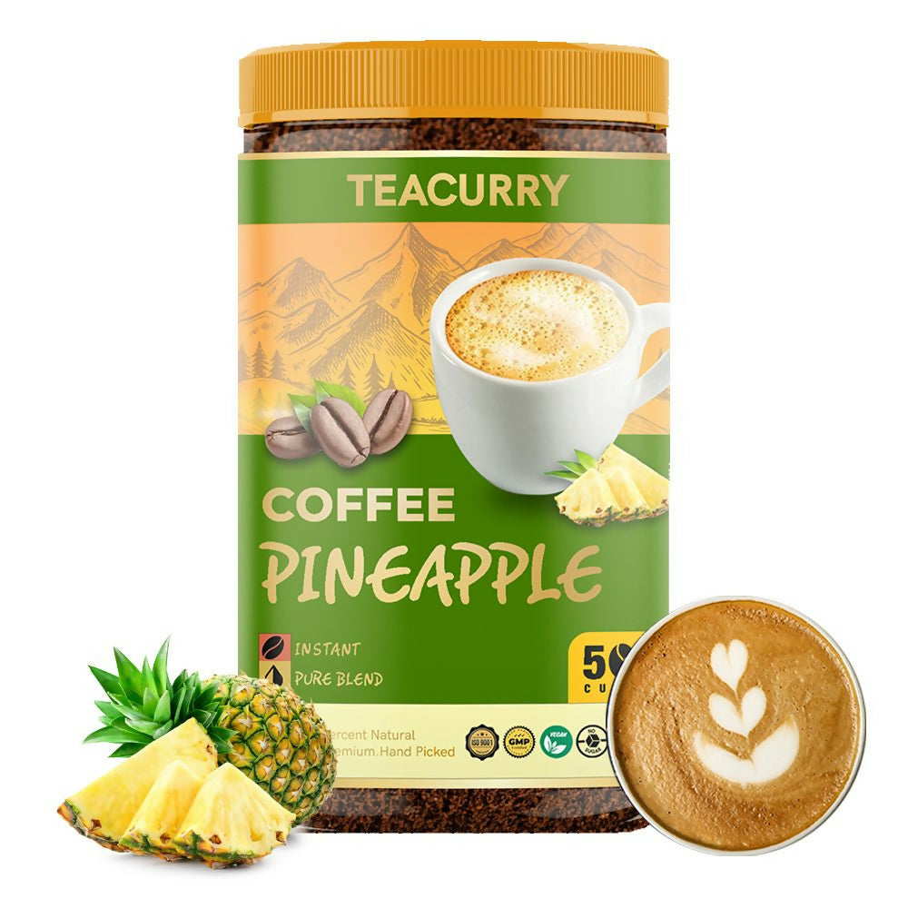 Teacurry Pineapple Instant Coffee Powder - Arabica Freeze Dried Coffee for Instant Hot & Cold Coffee - Teacurry