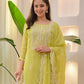 The52 Lemons Women's Beautiful Chikankari Work Chanderi Fabric Straight Kurta Pant and Dupatta Set - Swadesiicart