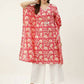 FIORRA Women's Printed Pure Cotton Kaftan Kurta - Red - Swadesiicart