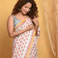 Very Much Indian Handblock Printed Cotton Saree With Natural Dyes - White Peach | Swadesiicart