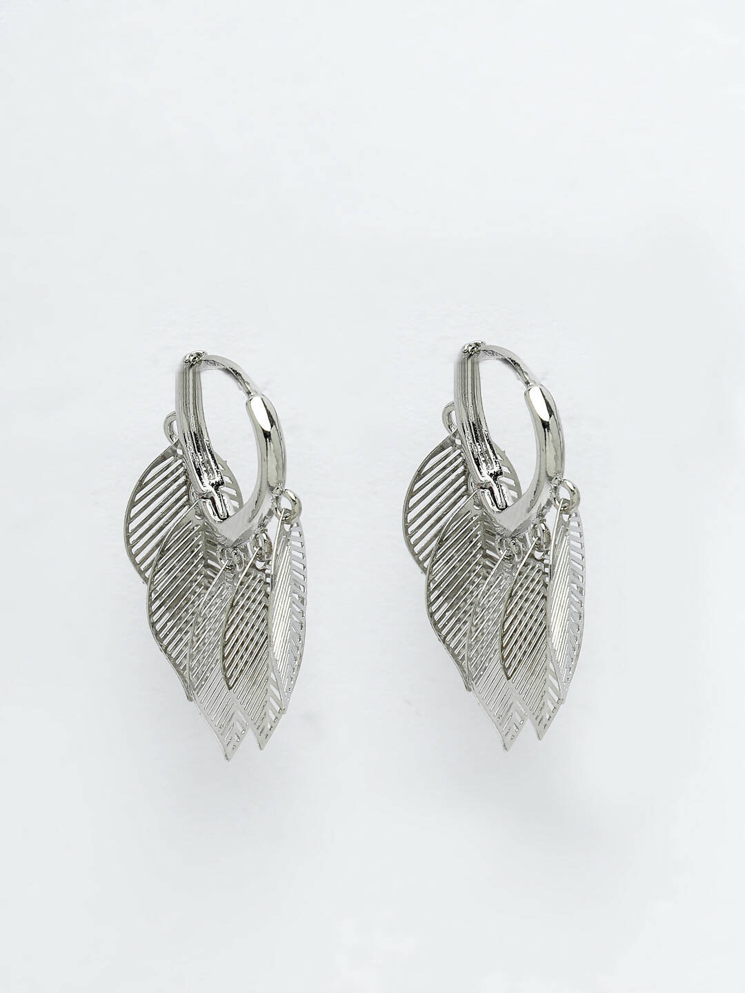 NVR Women Gold-Toned Leaf Shaped Drop Earrings | Swadesiicart