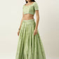 House of Panchhi Pista Green Pure Georgette Embroidered Lehenga & Blouse, Dupatta | Swadesiicart