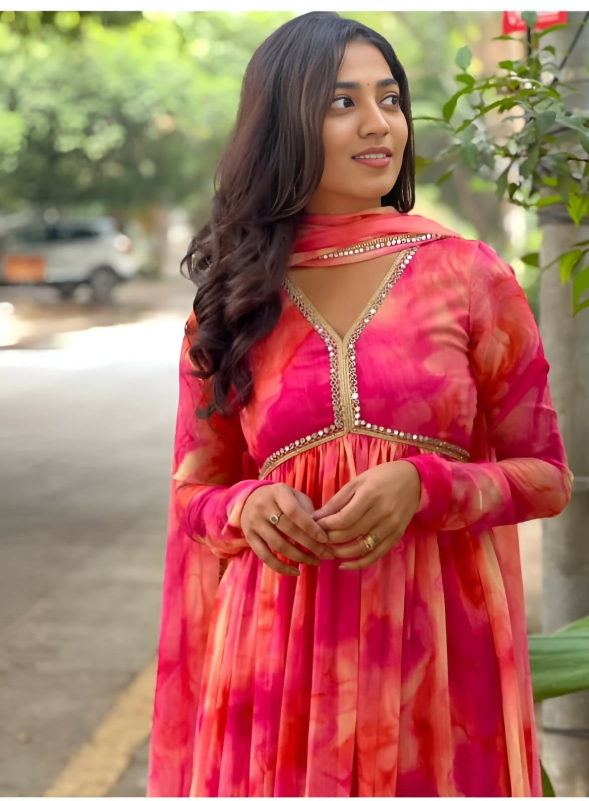Indian Clothing Dishitha Creation Women Floral Printed Designer Gown - Pink - Swadesiicart