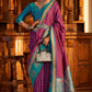 Purple Soft Banarasi Paithani Copper Zari Weaving Saree With Unstitched Blouse Piece - Jodha | Swadesiicart