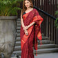 Beatitude Red Cotton Banarasi Saree | Swadesiicart