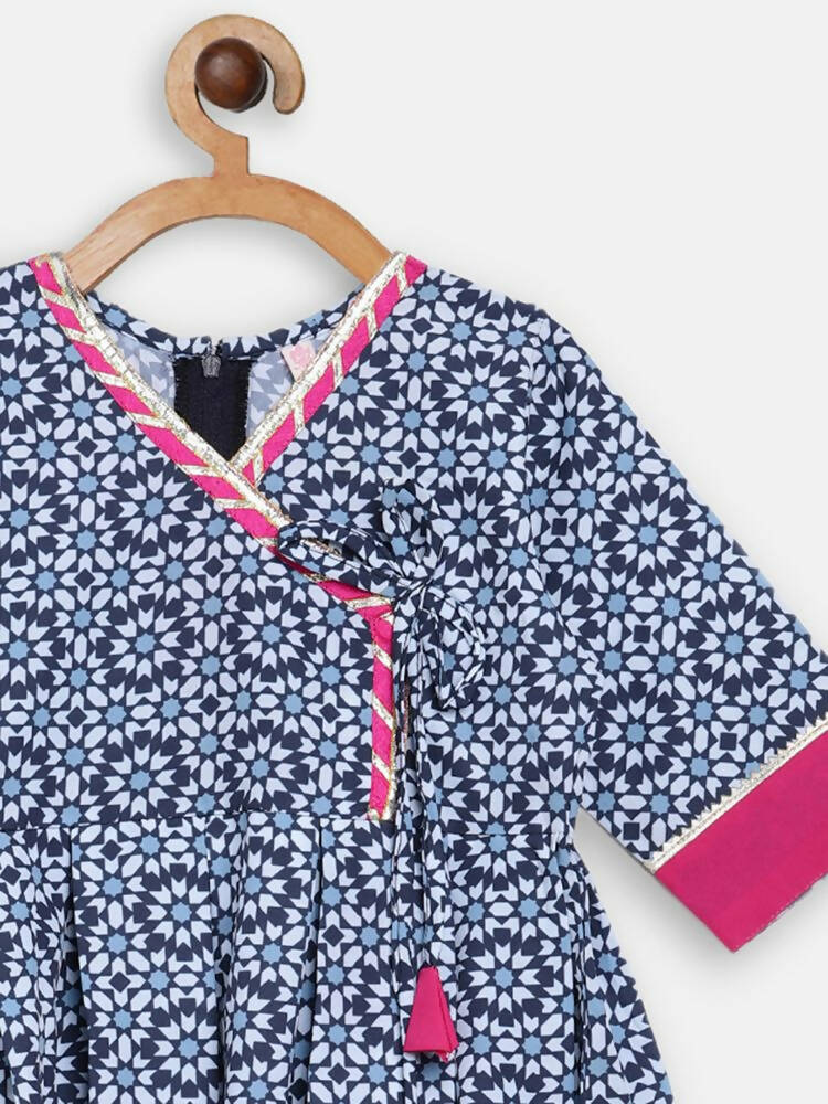 Ahalyaa Multi Crepe Printed Kids Kurta Sharara Set With Dupatta For Girls | Swadesiicart