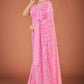 Vamsee Pink Georgette Designer Saree - Swadesiicart