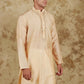 Bluesaanchi Men's Chandery Silk Light Khaki Embroidered Kurta Set | Swadesiicart