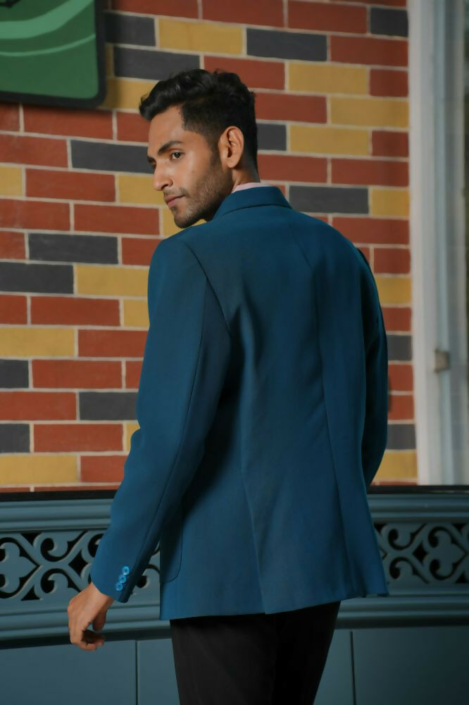 Teal Blue Smart-Casual Co-Ord Set by Hilo Design - Swadesiicart