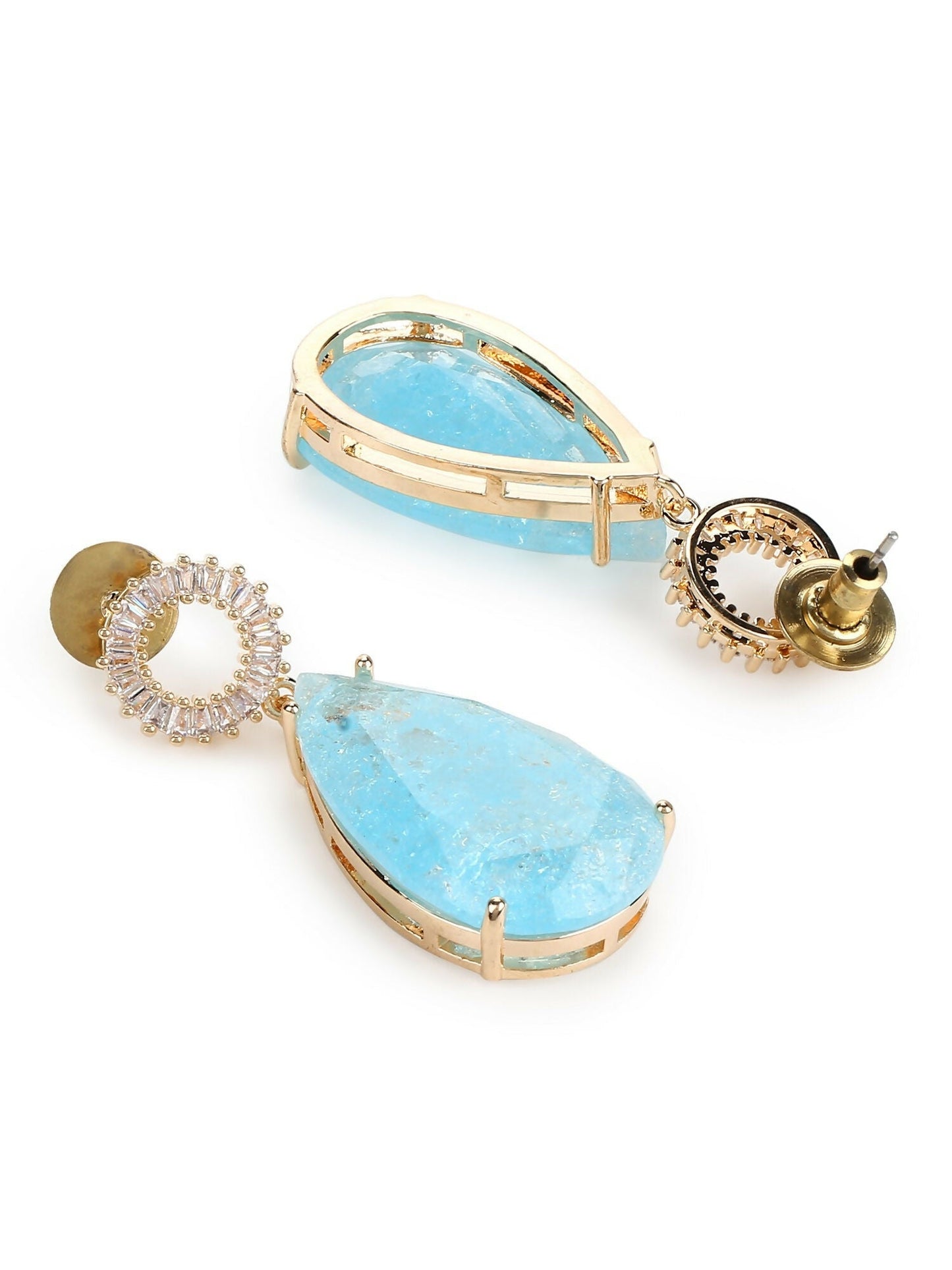 Blue Druzy Quartz Earrings- Ruby Raang | Swadesiicart