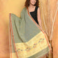 Very Much Indian Handloom Pure Cotton Paithani Dupatta - Green | Swadesiicart