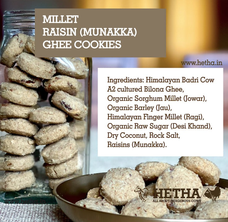 Hetha Millet Raisin (Munakka) Cookies with Ghee | Swadesiicart