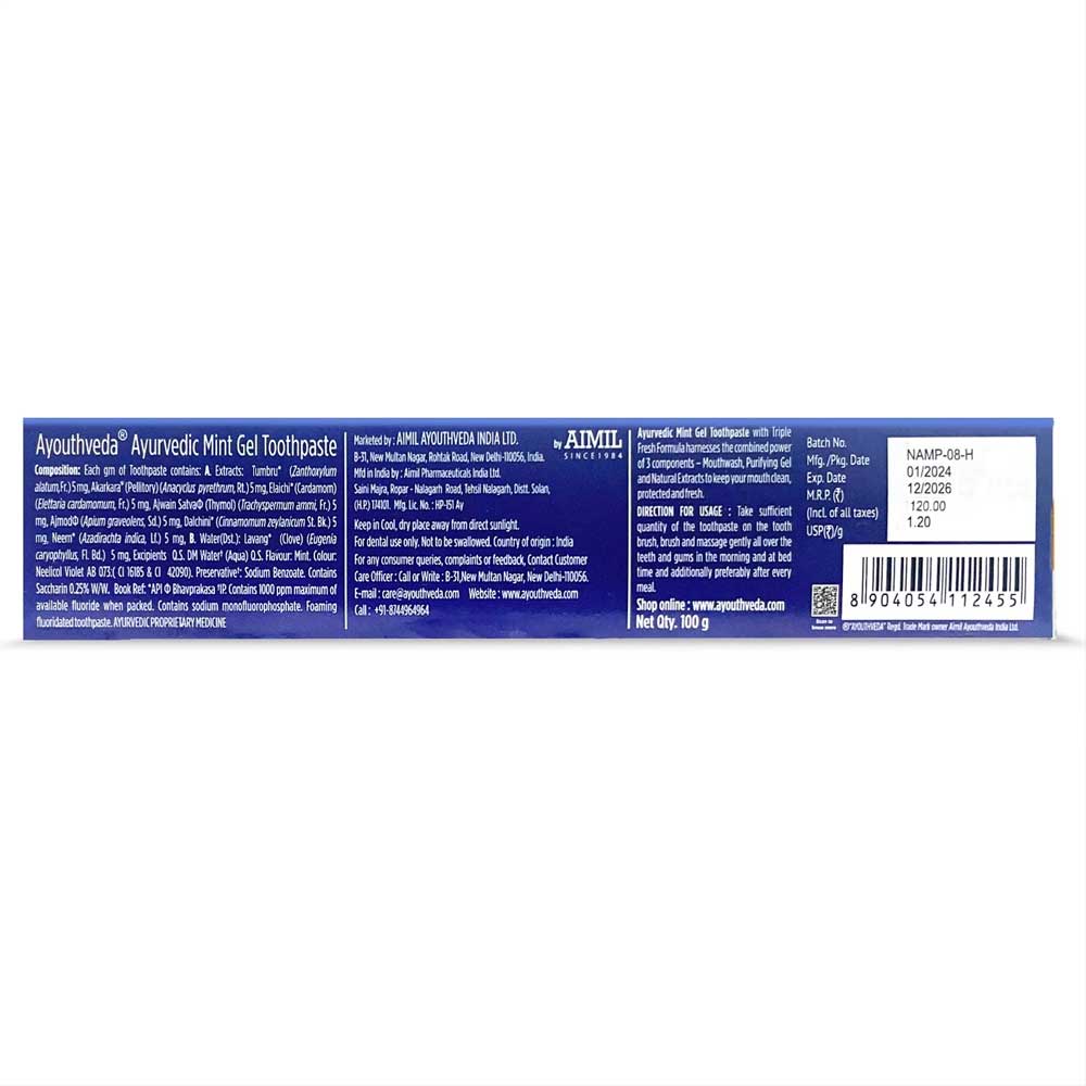 Ayouthveda Ayurvedic Mint Gel Toothpaste