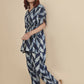 Breathables Women’S Loungewear Kaftan Cotton Blue Geometric Print Co-Ord Set