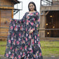 Jyoti Fashion Women's Black Faux Georgette Floral Digital Printed Anarkali Dress with Dupatta | Swadesiicart