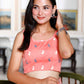 Miravan Women's Peach Animal Print Round Neck Top With Side Slit Skirt Co-Ord Set - Swadesiicart