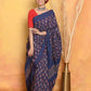 Very Much Indian Handblock Printed Cotton Saree With Natural Dyes - Blue | Swadesiicart
