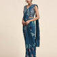 Blue Pure Georgette Sequence work Ready to wear Saree with stitched Blouse - Nirvana | Swadesiicart