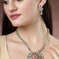 NVR Women's Red & Gold Kundan Studded Handcrafted Jewellery Set - NR Retail-NVR