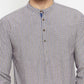 Even Apparels Grey Color Pure Cotton Short Men's Kurta With Band Collar | Swadesiicart
