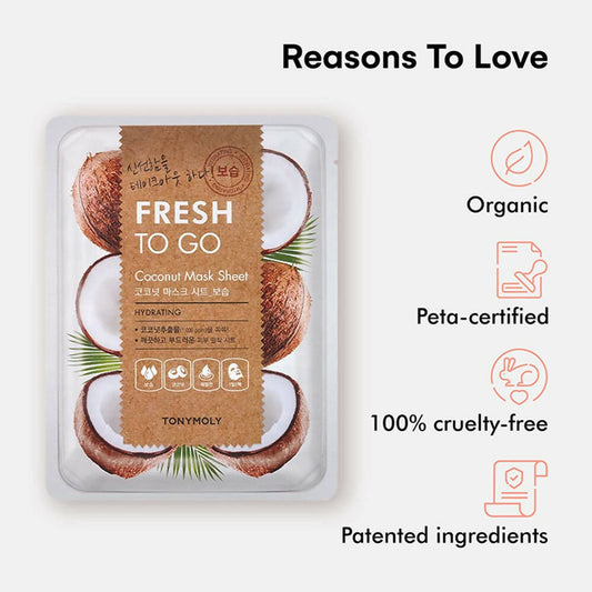 Tonymoly Fresh To Go Coconut Mask Sheet Hydrating - Korean Skincare - Swadesiicart