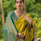 Vishnu Weaves Women's Yellow Banarasi Silk Zari Woven Saree with Blouse - Swadesiicart