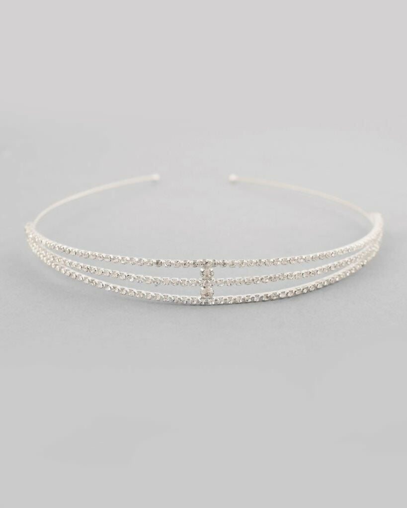 VOJ Silver Plated AD Stone Studded Hair Band | Swadesiicart
