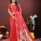 Lorenvalley Fashion Red Soft Paithani Silk Woven Design Copper Zari Meenakari Weaving Saree - Swadesiicart